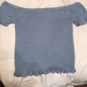 Blue off the shoulder crop top